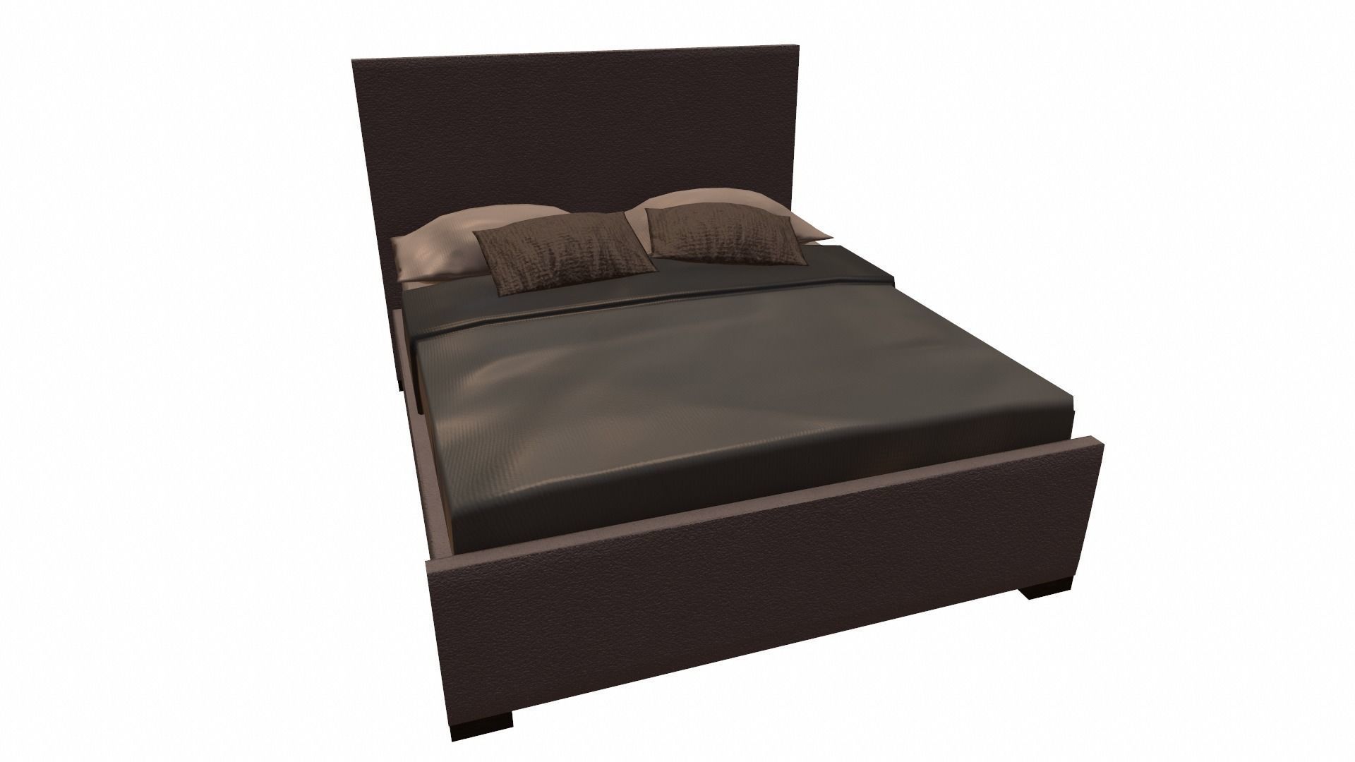 Double Bed Low-poly 3D model_5