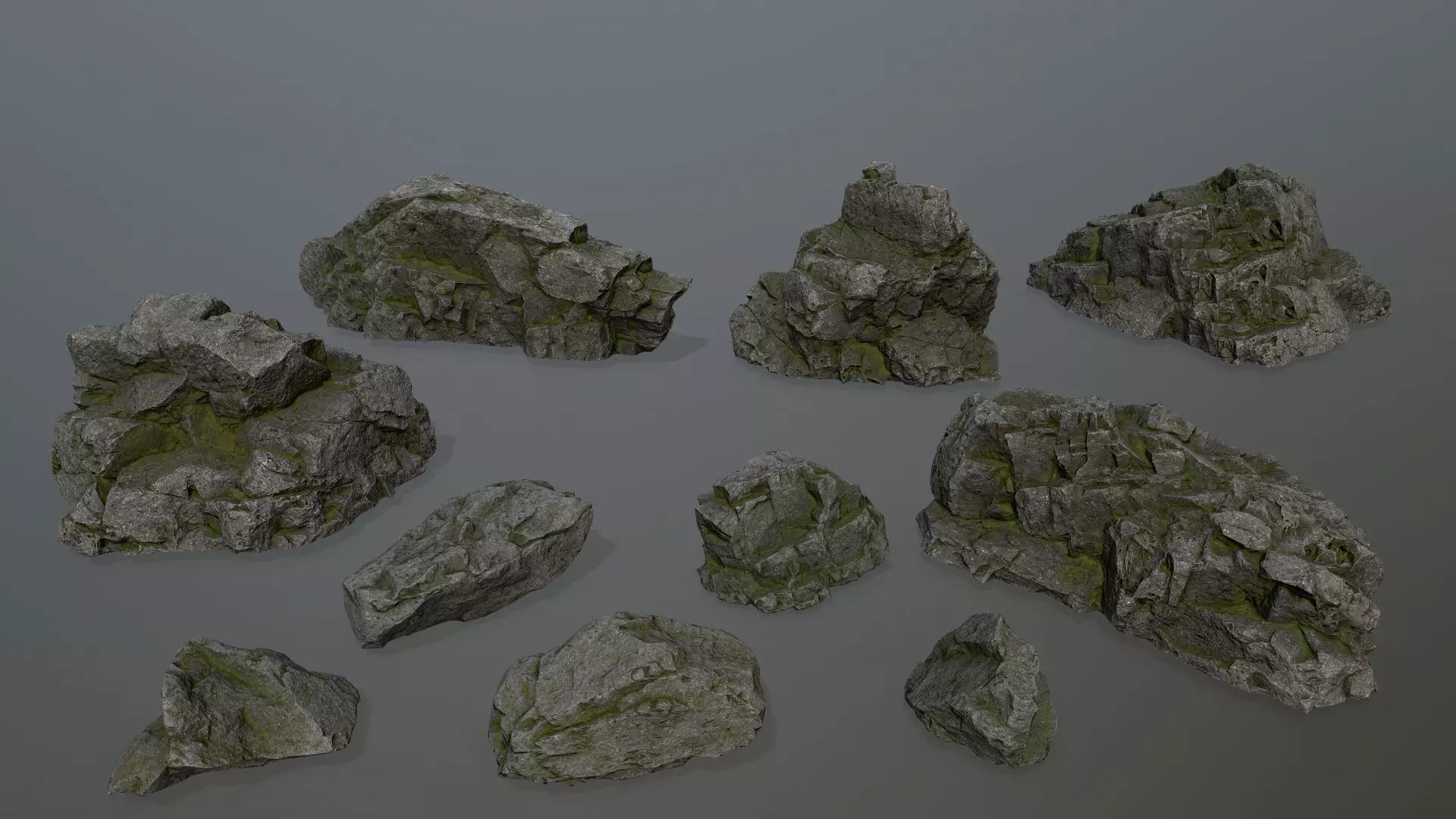 cliff rocks set Low-poly 3D model_0