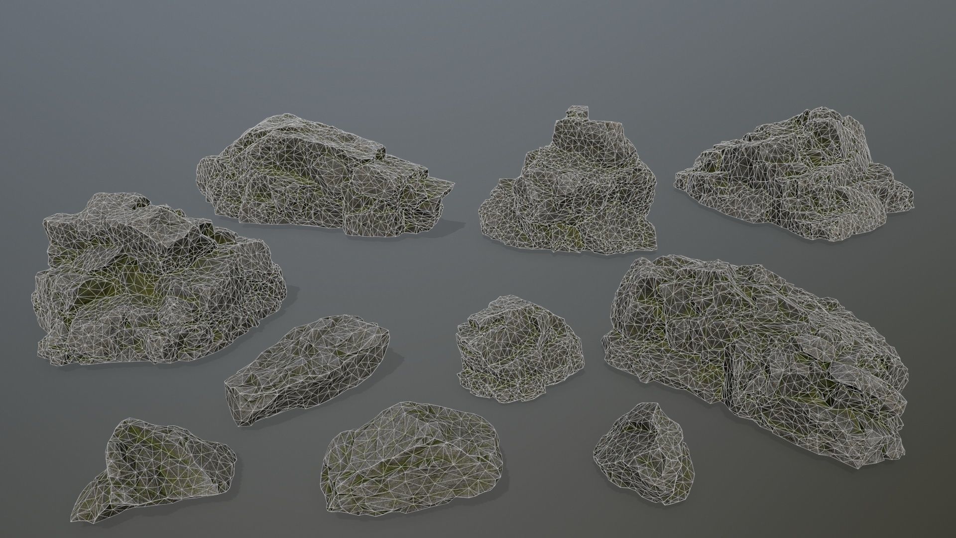 cliff rocks set Low-poly 3D model_30