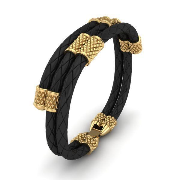 MEN LEATHER BRACELET 3D print model_1