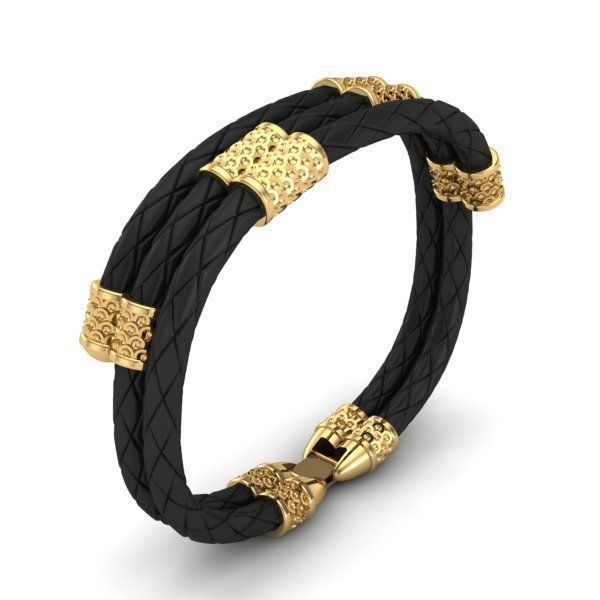 MEN LEATHER BRACELET 3D print model_1