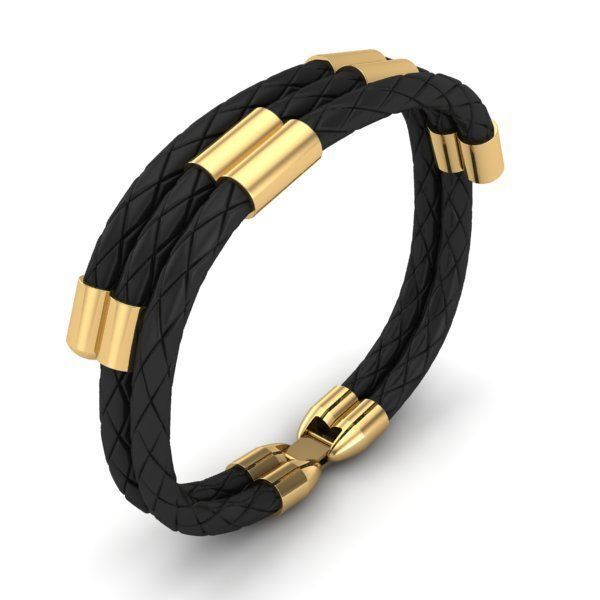MEN LEATHER BRACELET 3D print model_1