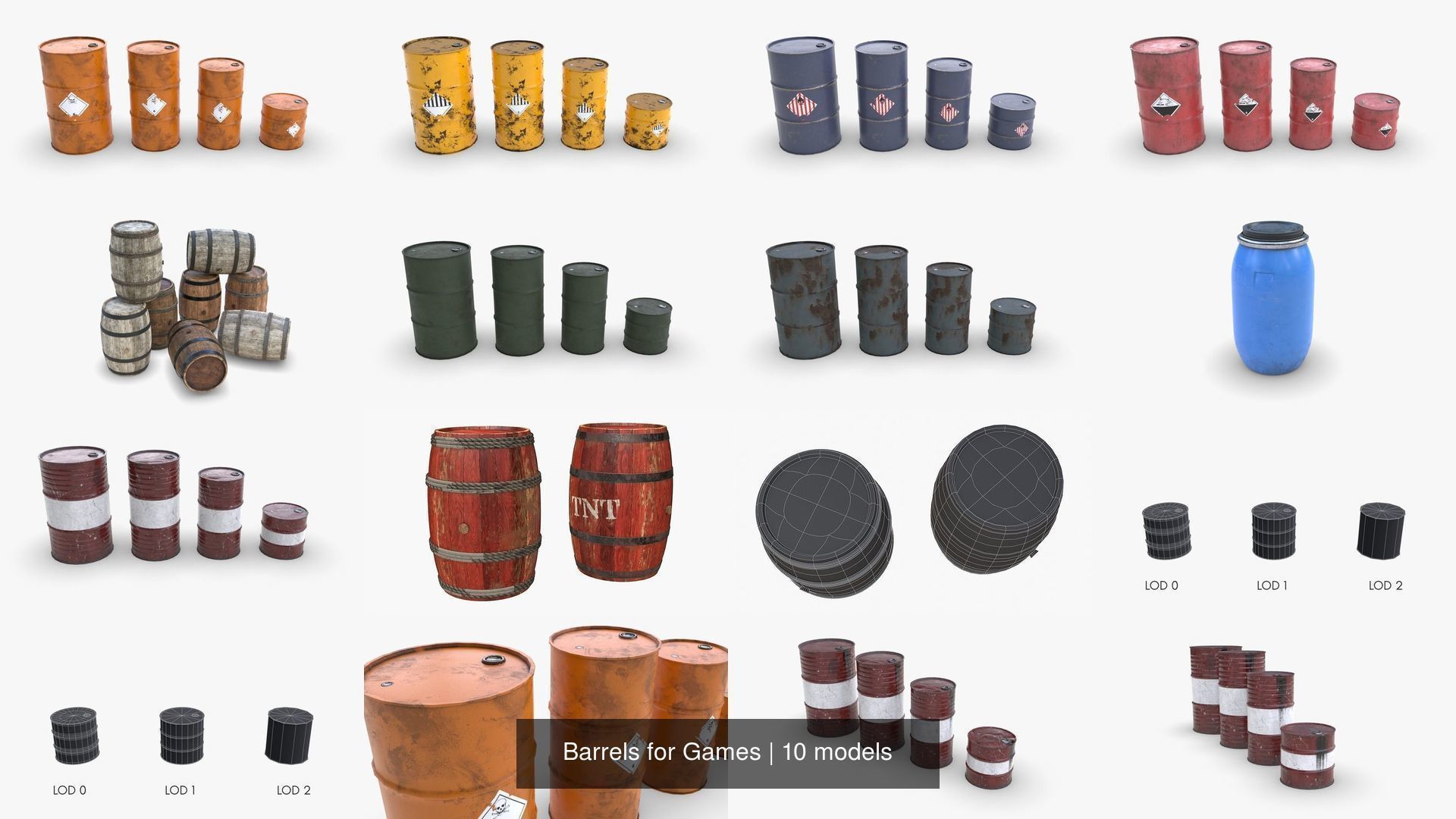 Barrels for Games 3D Model Collection_4