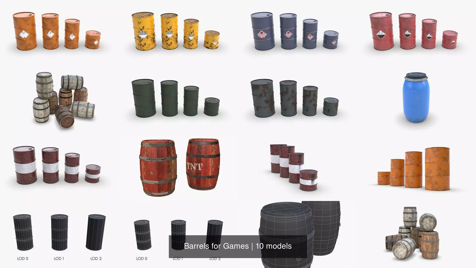 Barrels for Games 3D Model Collection_0