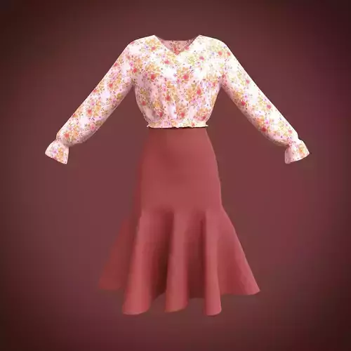 classy dress - ruffled floral blouse and skirt