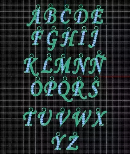 Set Pendant Alphabet  Paquete Dijes abecedario   28 Files