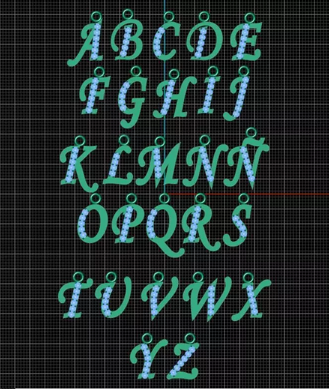 Set Pendant Alphabet Paquete Dijes abecedario 28 Files 3D print model