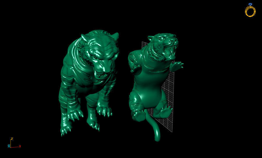 TIGER two tigers in gold 3D model_2