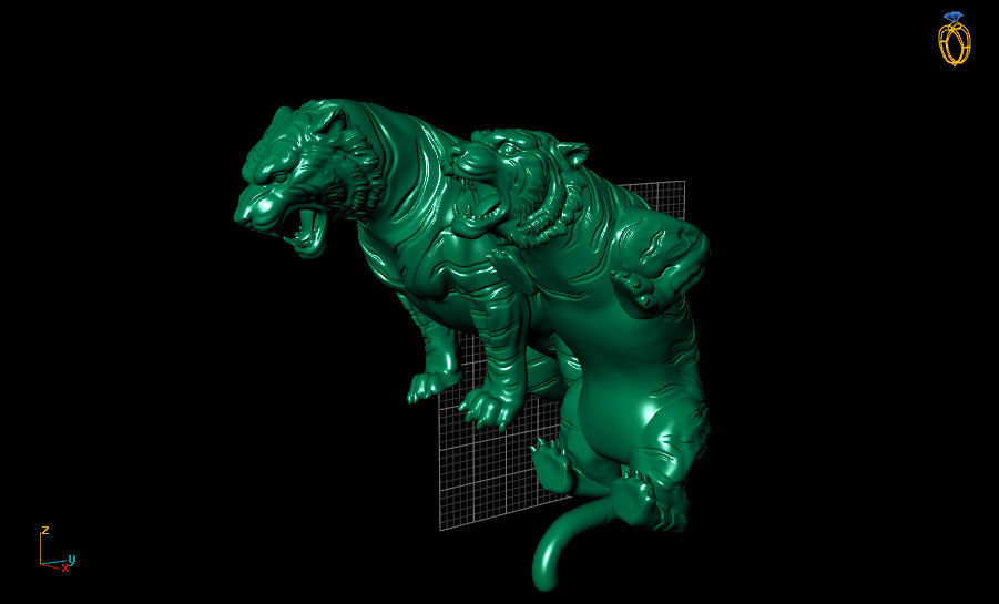 TIGER two tigers in gold 3D model_1