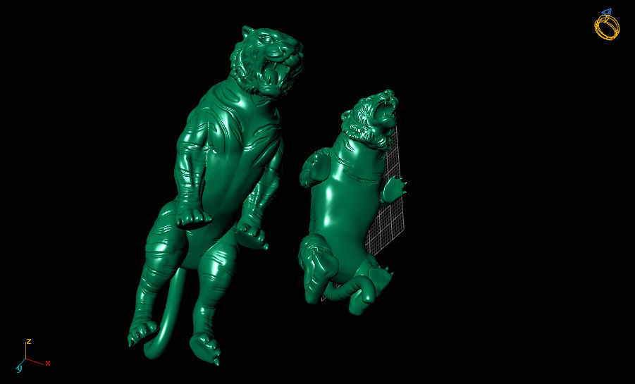 TIGER two tigers in gold 3D model_3