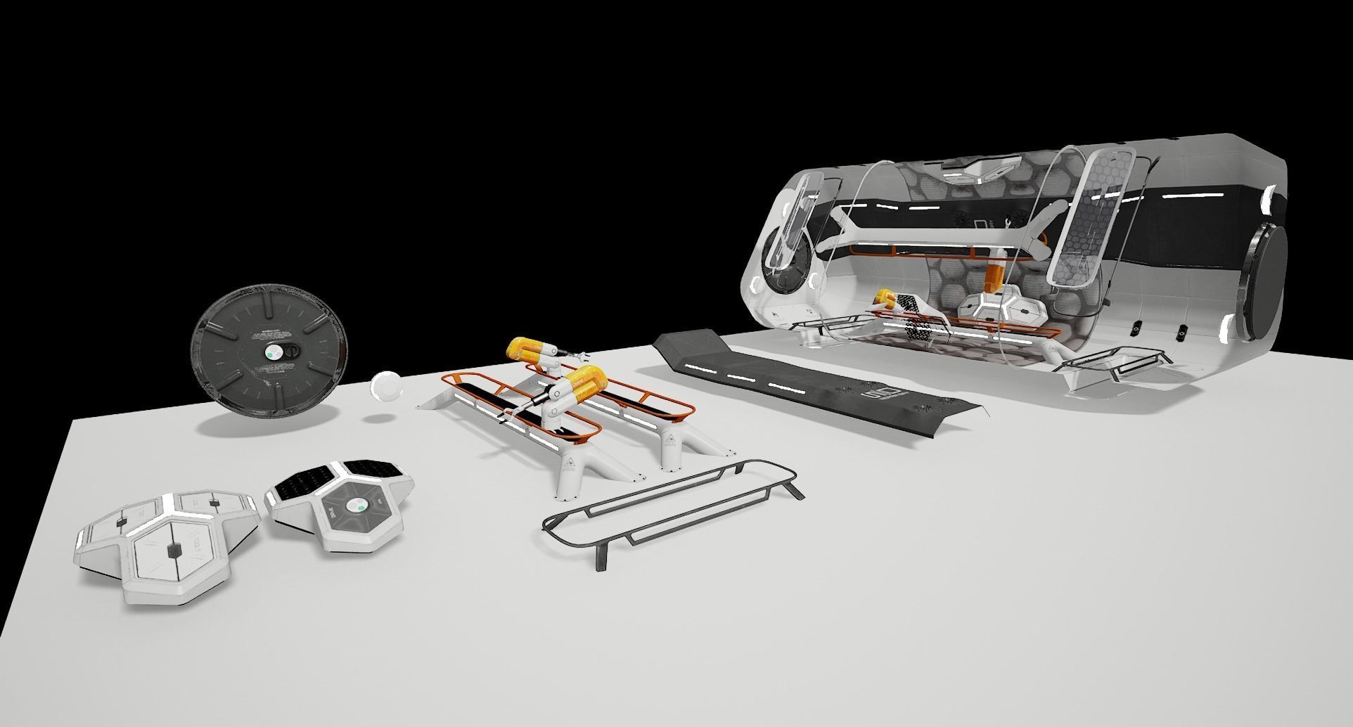 Sci-fi Spacecraft Interior Low-poly 3D model_9