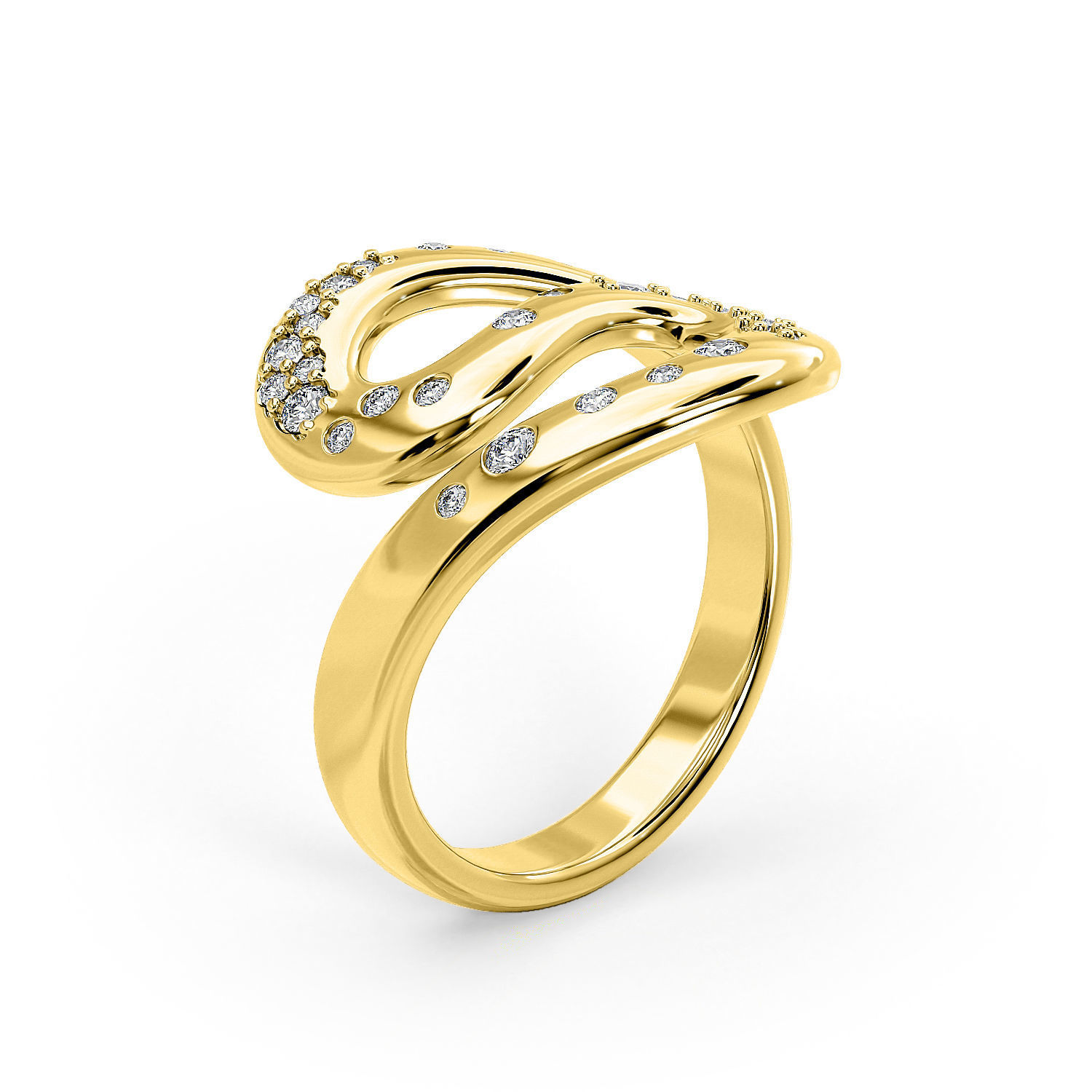 R 0013 s ring in rose gold with diamonds 3D print model_5