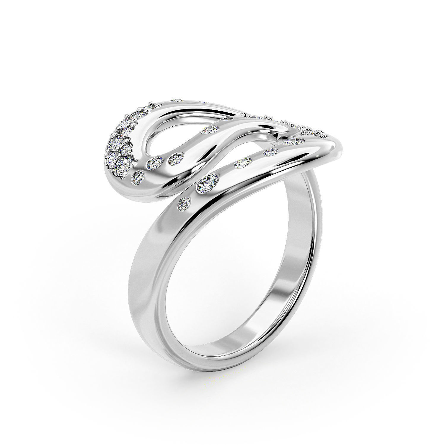 R 0013 s ring in rose gold with diamonds 3D print model_4
