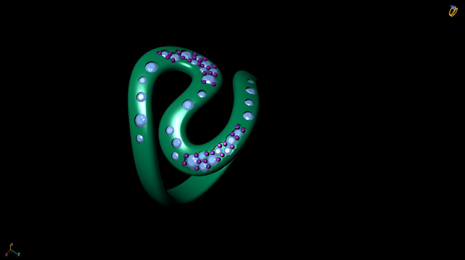 R 0013 s ring in rose gold with diamonds 3D print model_18