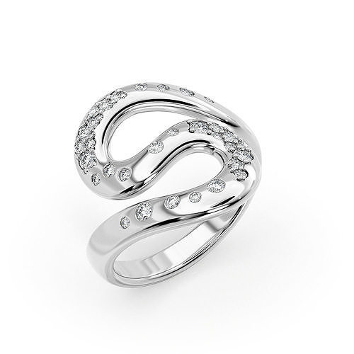 R 0013 s ring in rose gold with diamonds 3D print model