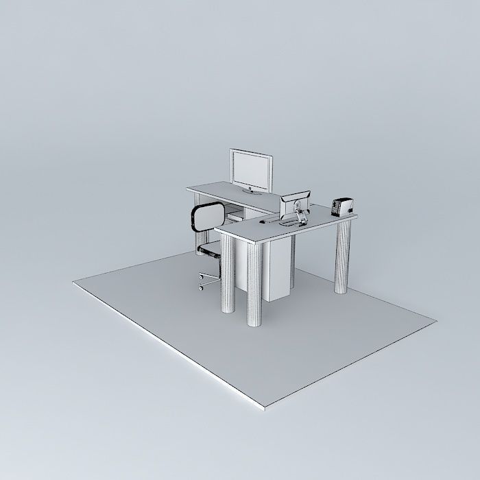 Study table Free 3D model_4