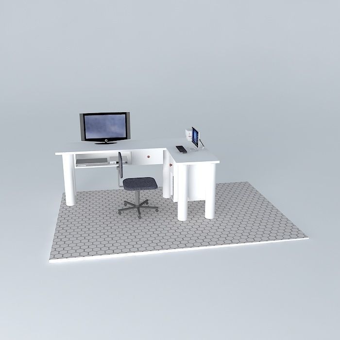 Study table Free 3D model_2