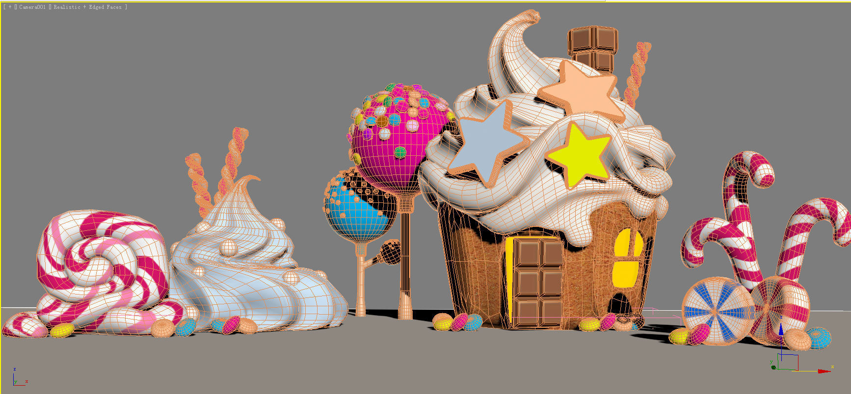 3d sweet cake house icecream sugar cute lovely  3D model_3