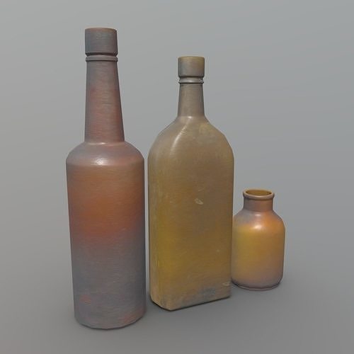 Bottles 2 vintage Low-poly 3D model