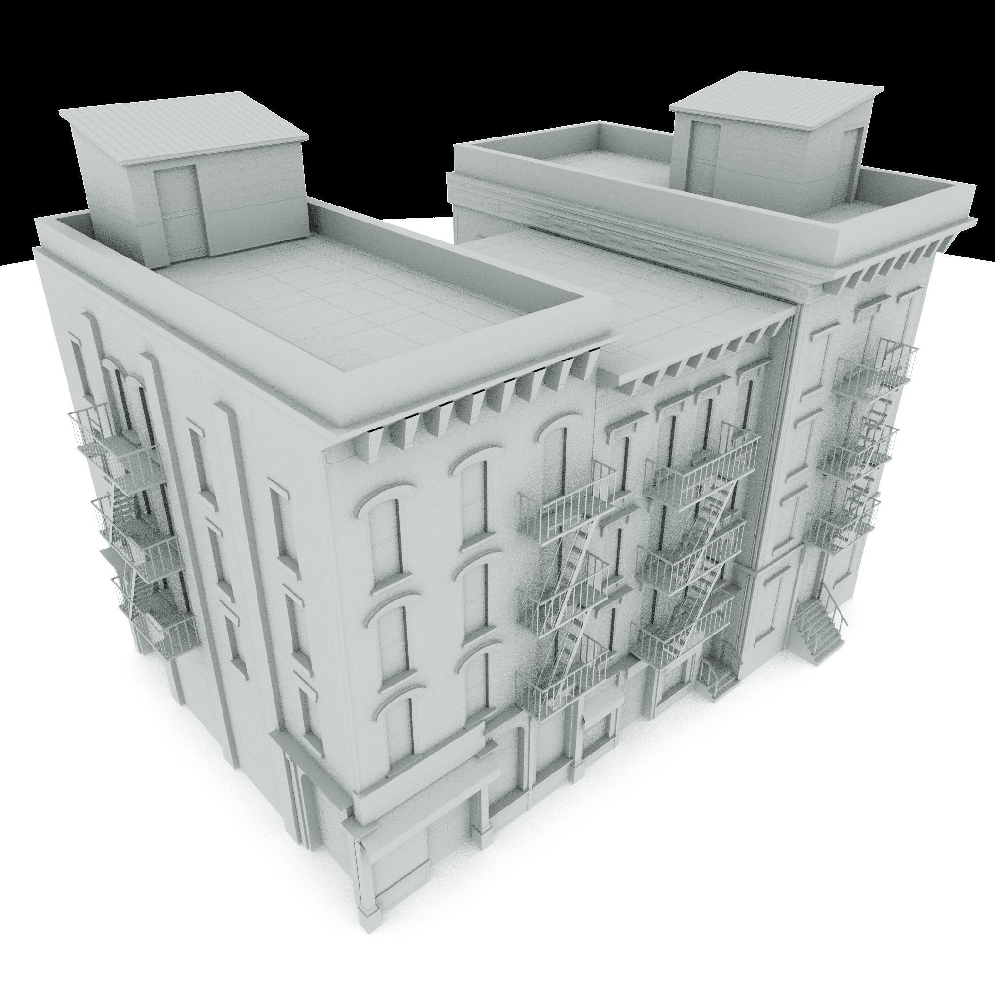 Three Nyc Buildings Collection 01 Low-poly 3D model_4