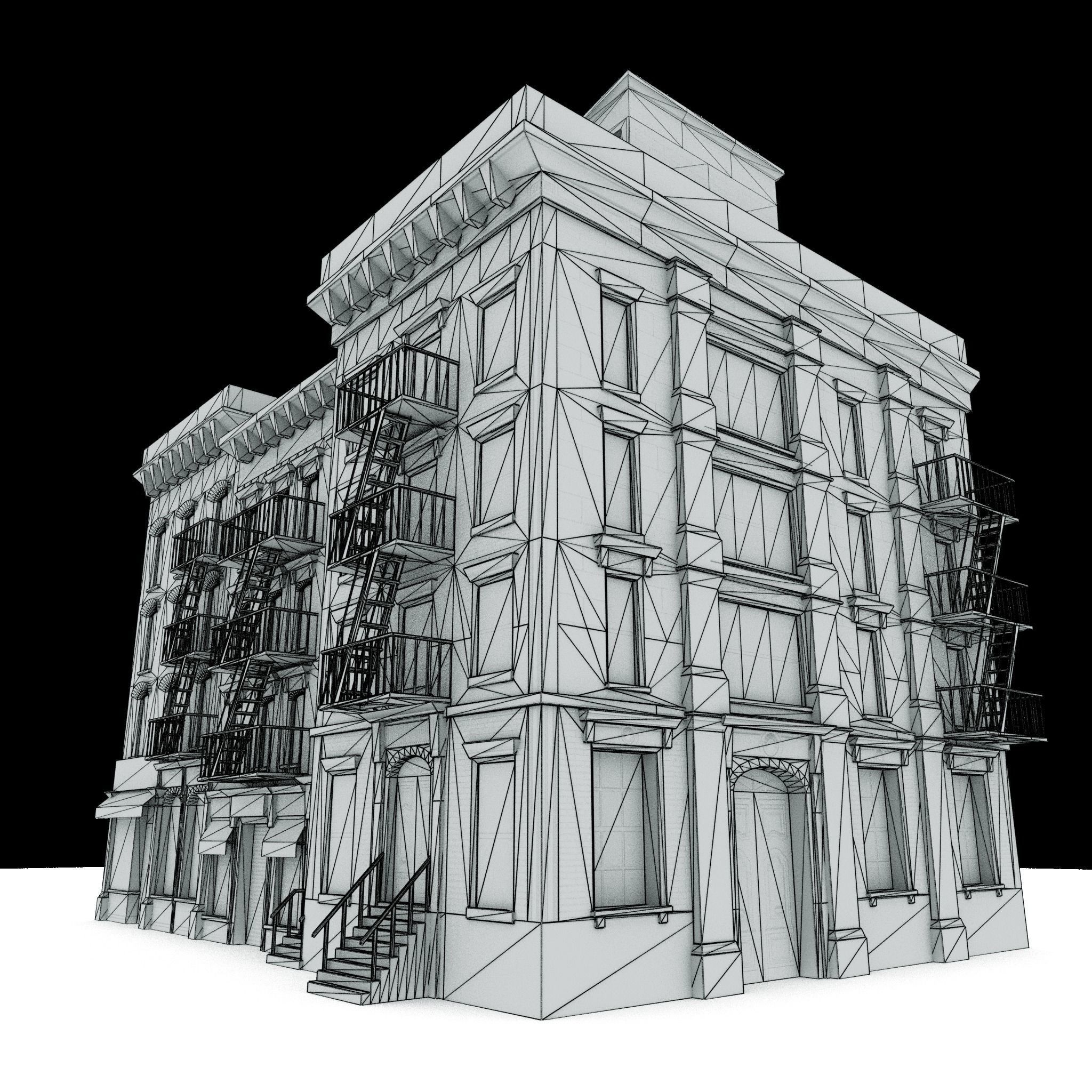 Three Nyc Buildings Collection 01 Low-poly 3D model_11