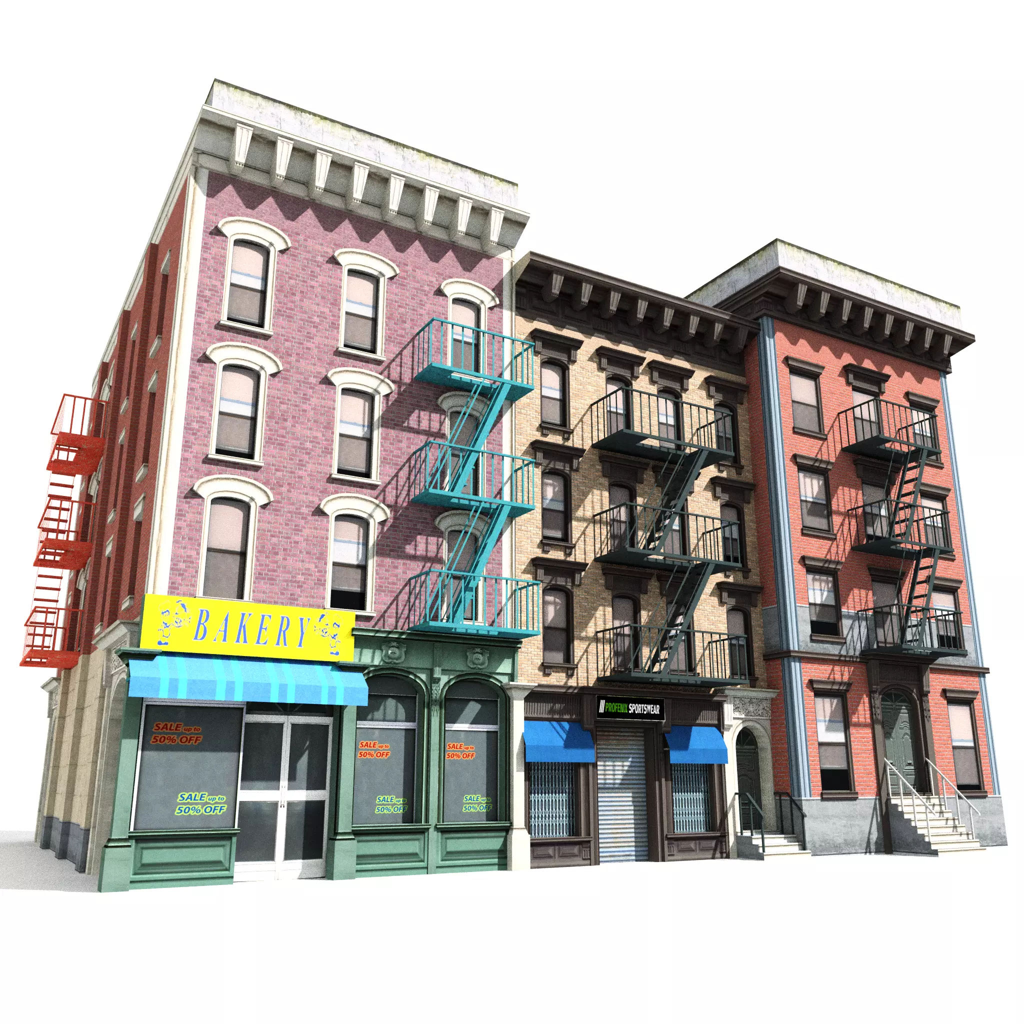 Three Nyc Buildings Collection 01 Low-poly 3D model_0