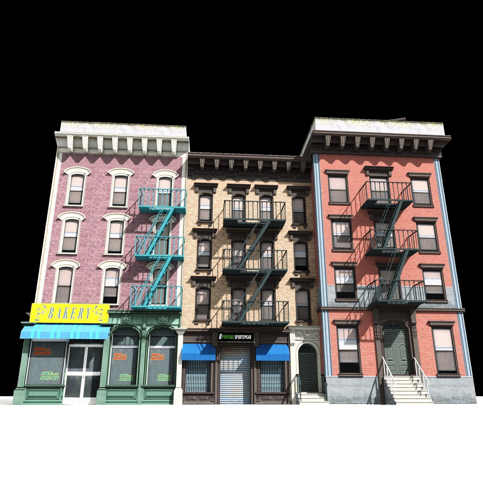 Three Nyc Buildings Collection 01 Low-poly 3D model_6