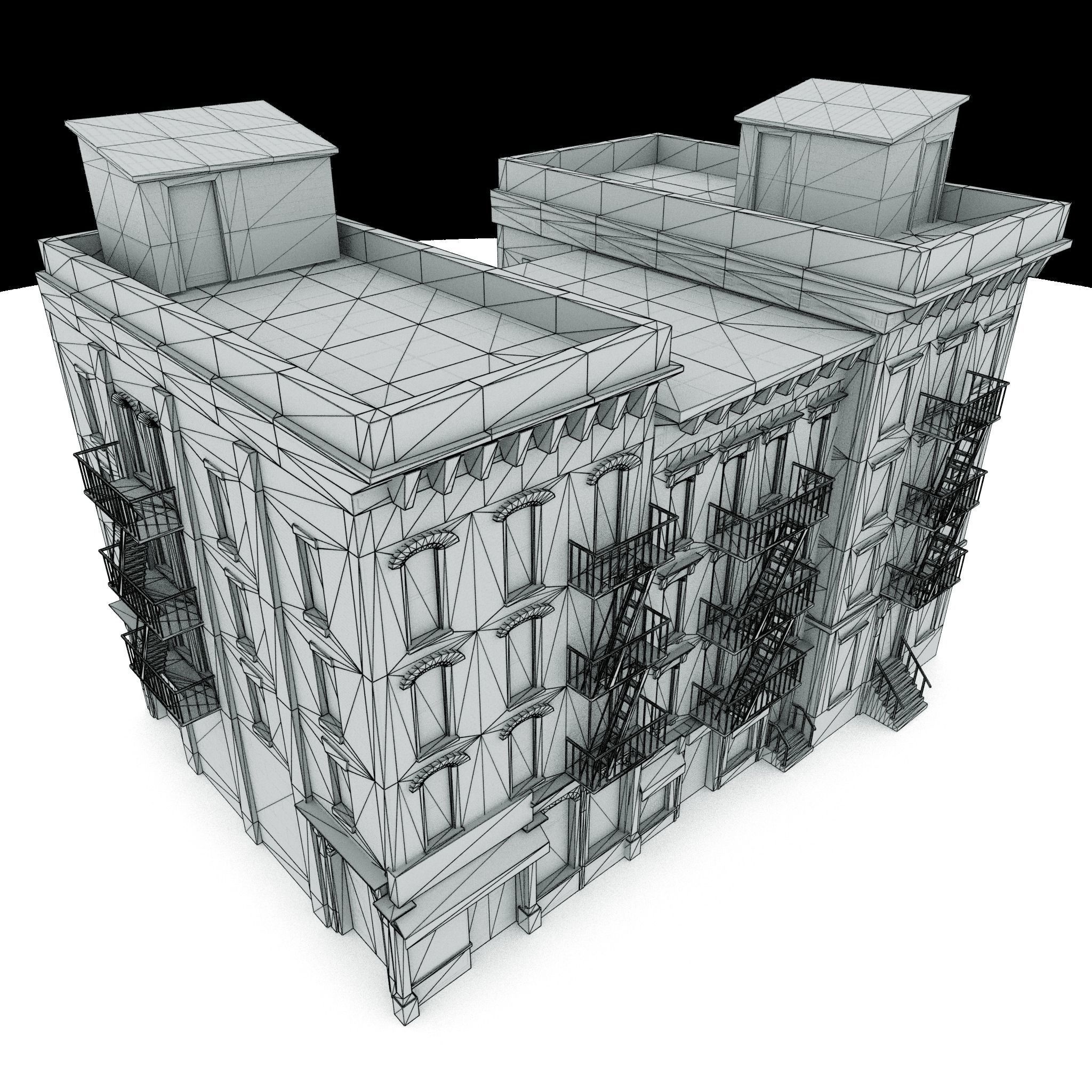 Three Nyc Buildings Collection 01 Low-poly 3D model_5