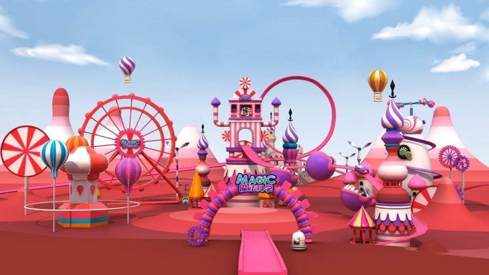 Cartoon scene playground castle arch  3D model_2