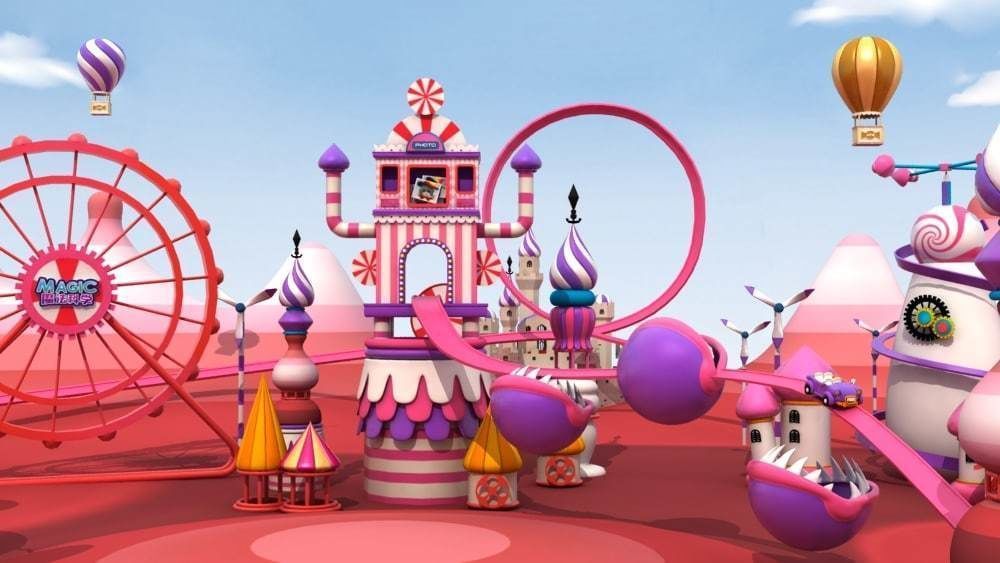 Cartoon scene playground castle arch  3D model_1