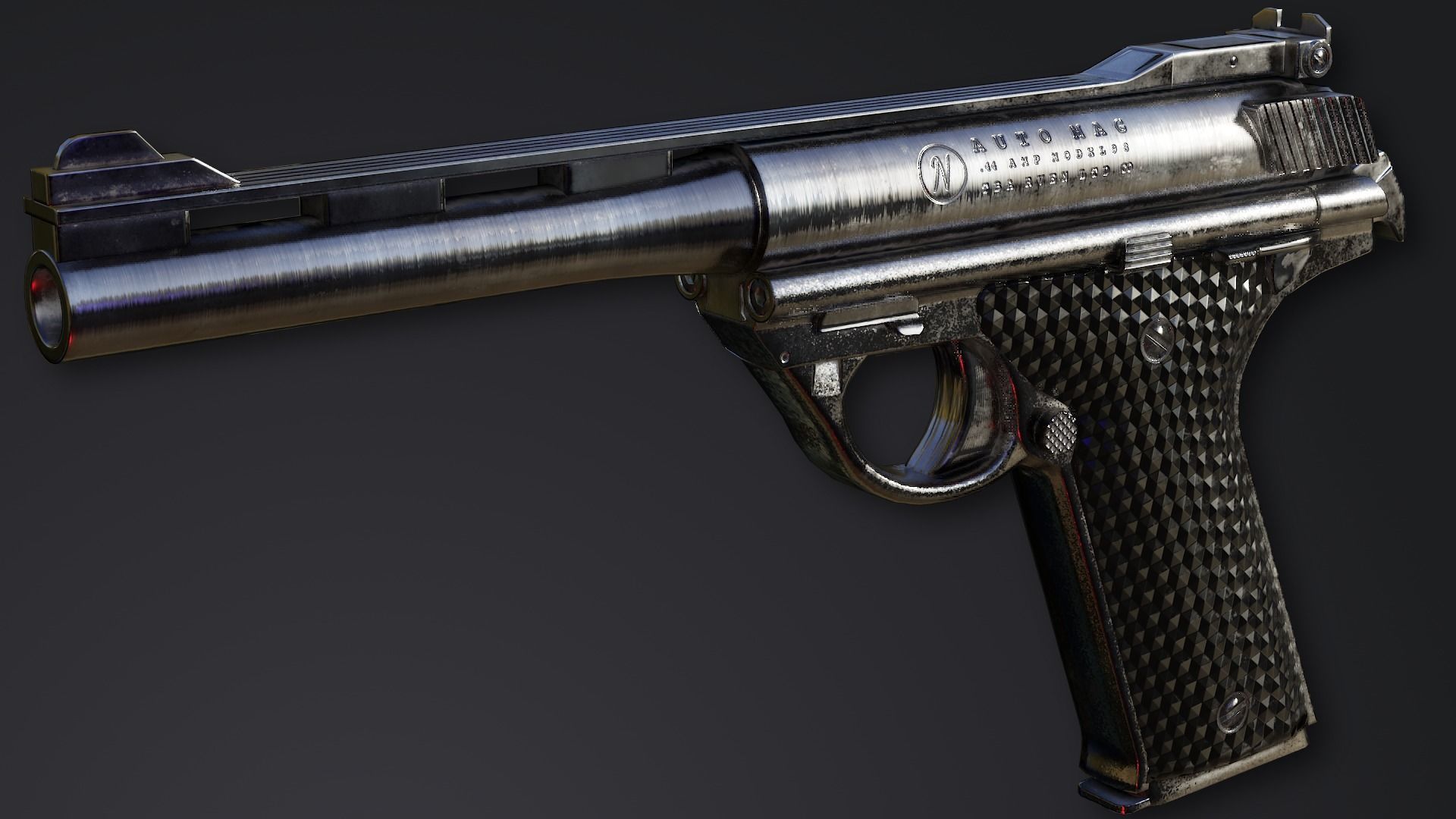 Automag Pistol with Rifle Modification Low-poly 3D model_2