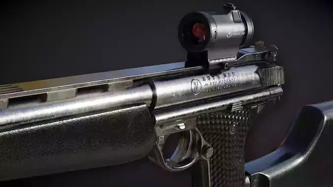 Automag Pistol with Rifle Modification Low-poly 3D model