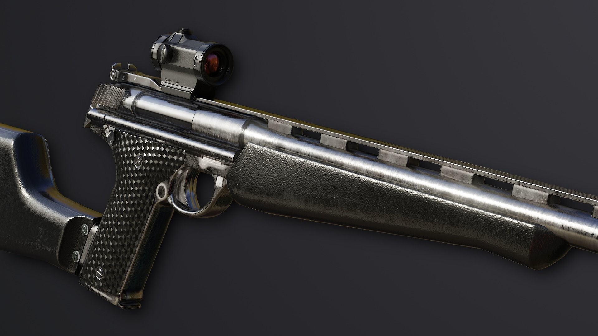 Automag Pistol with Rifle Modification Low-poly 3D model_5