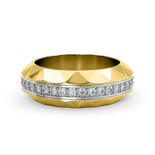 R 0015 two tone gold and diamond wedding band 3D print model