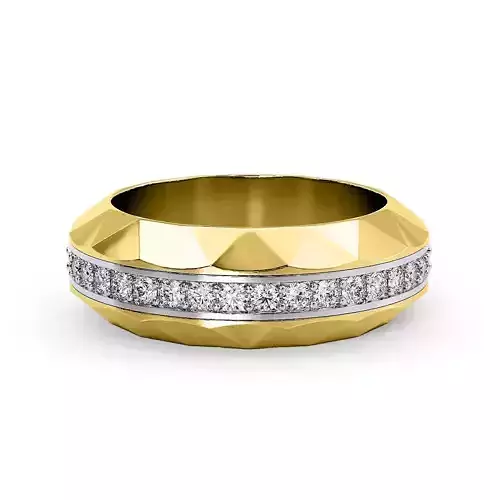 R 0015 two tone gold and diamond wedding band 3D print model