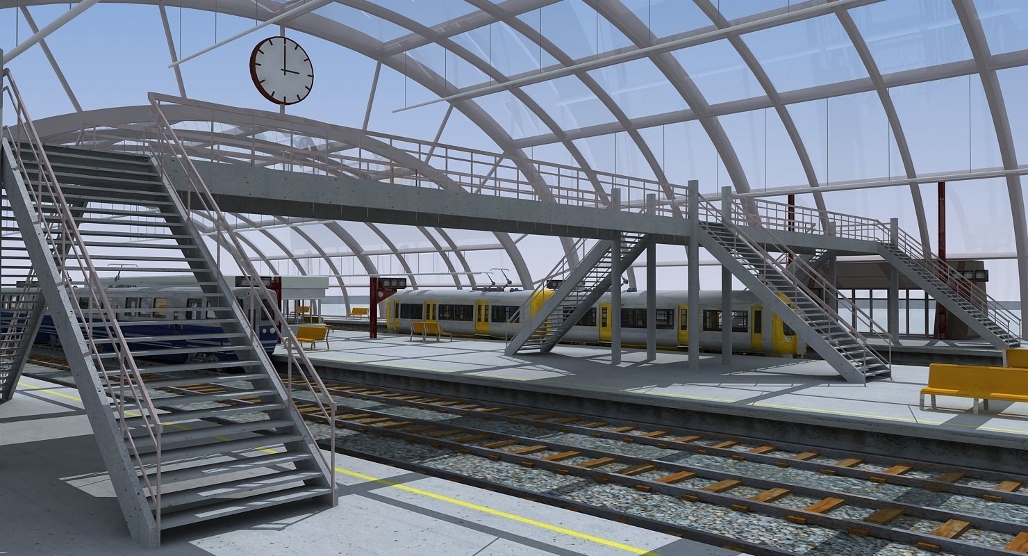 3D Train Station 07 3D model_6