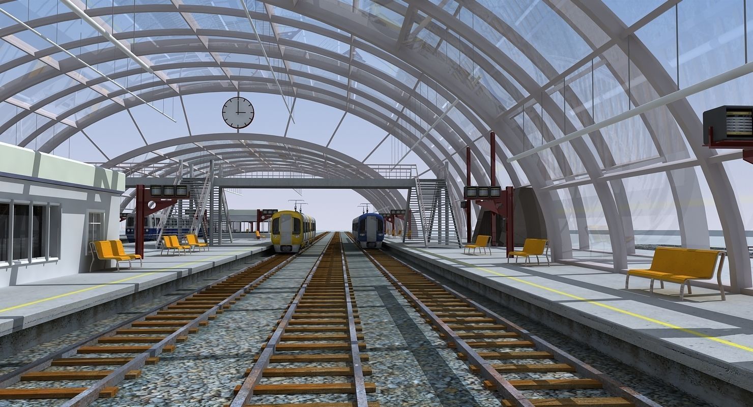 3D Train Station 07 3D model_7