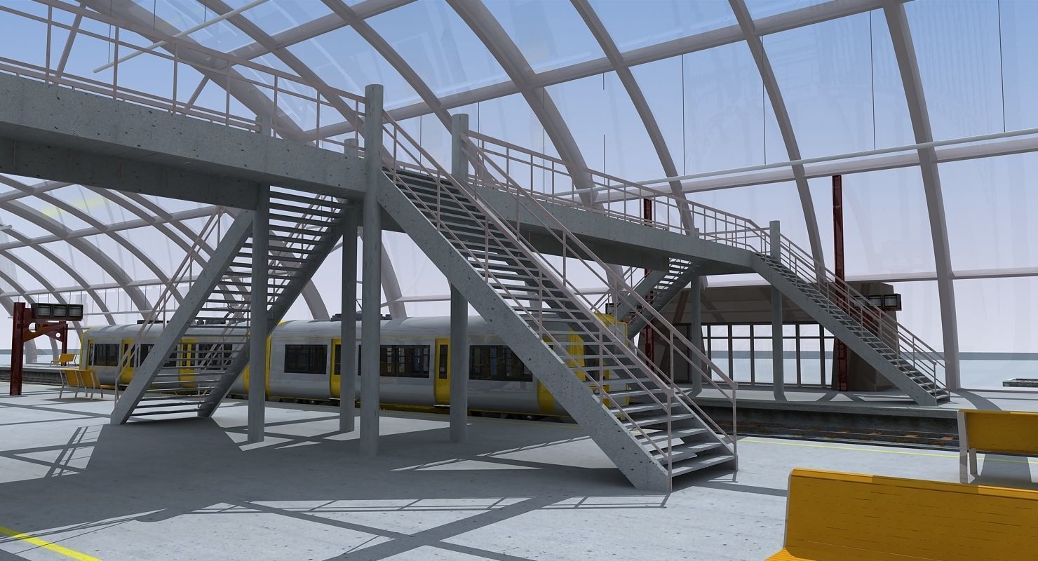 3D Train Station 07 3D model_5