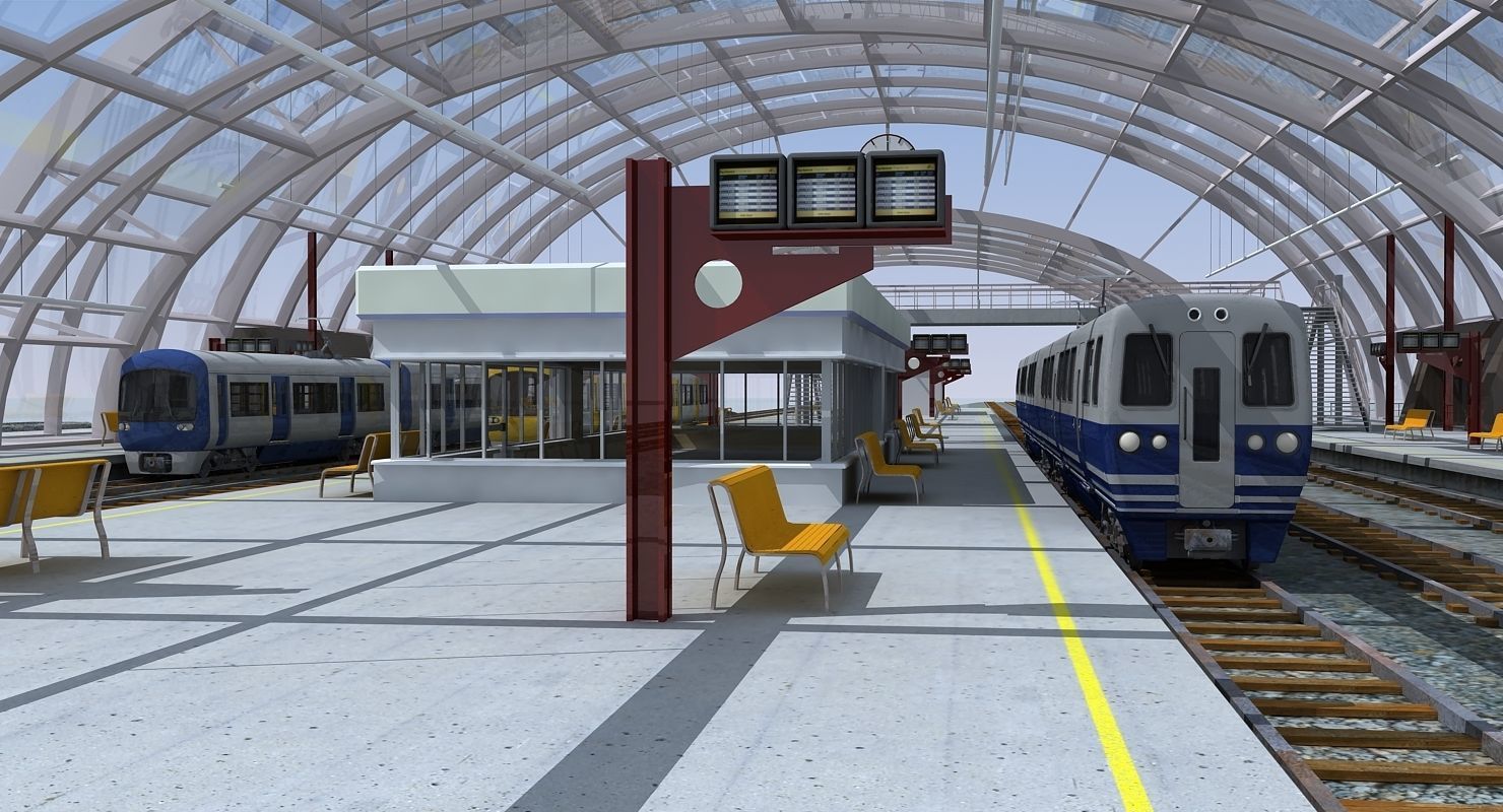 3D Train Station 07 3D model_1