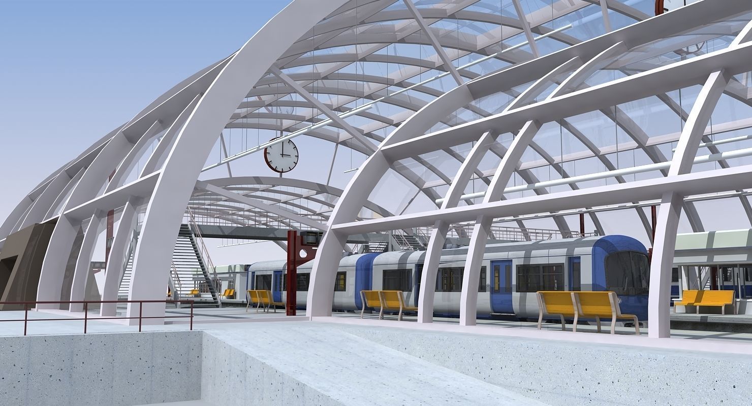 3D Train Station 07 3D model_3