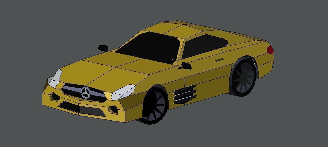 Low poly Vehicles tractor and car Free low-poly 3D model_9