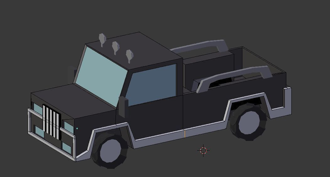 Low poly Vehicles tractor and car Free low-poly 3D model_10