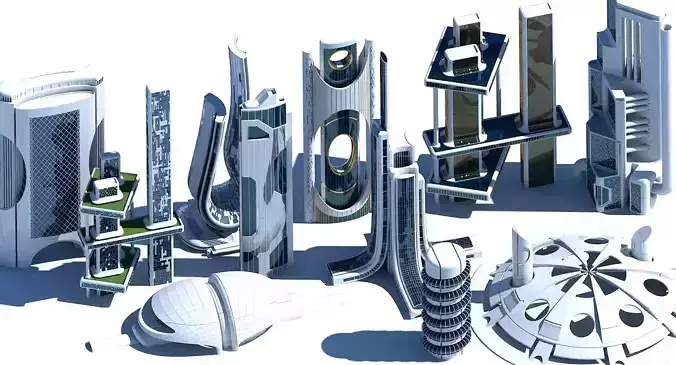 3D Futuristic Skyscraper collection 401 3D model
