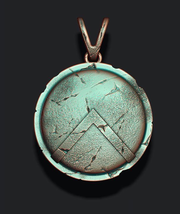 Spartan Shield pendant 3D print model_9