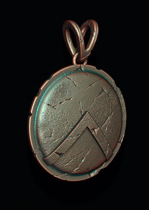 Spartan Shield pendant 3D print model_7