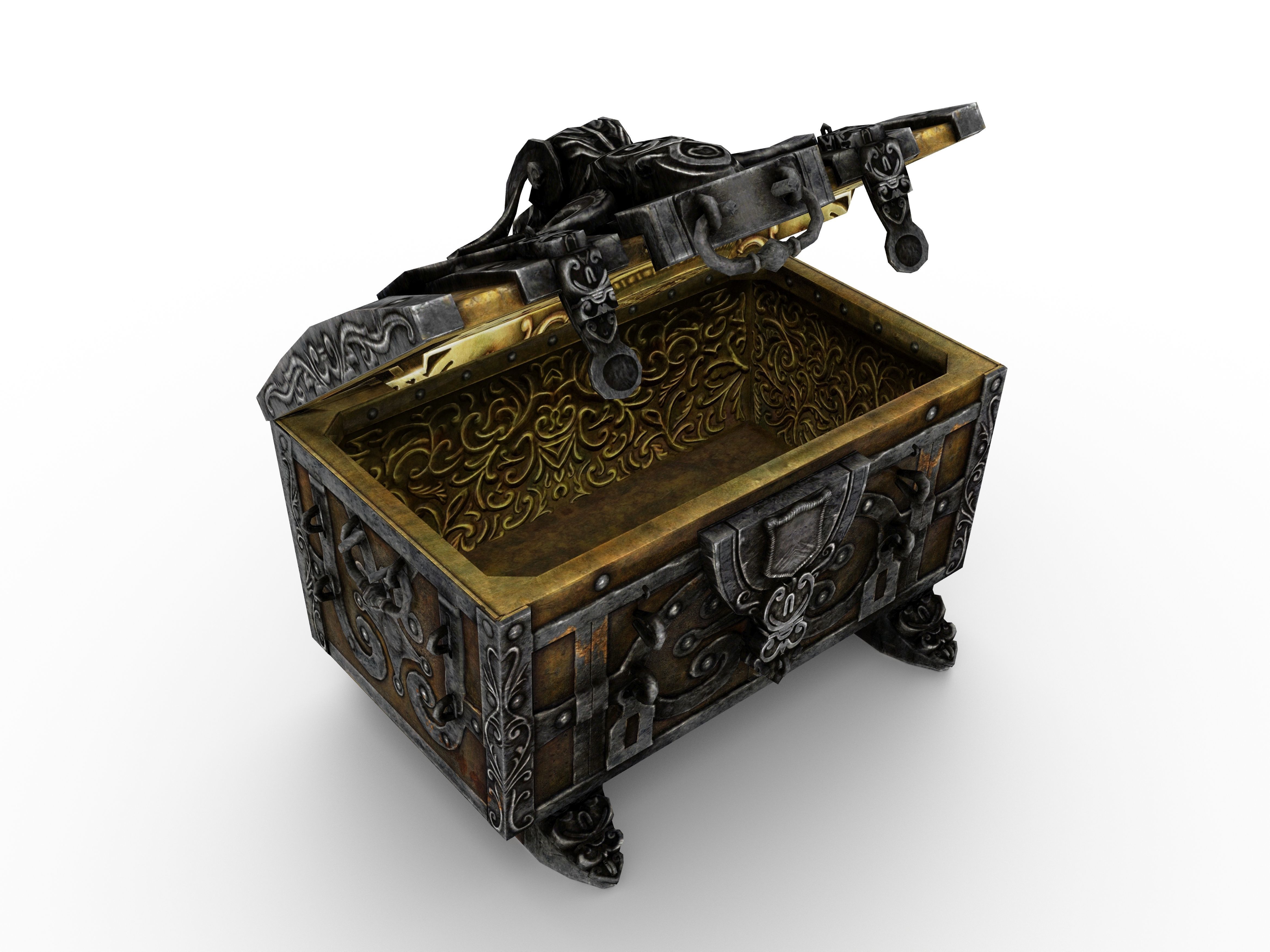 Old Metal Chest Low-poly 3D model_6