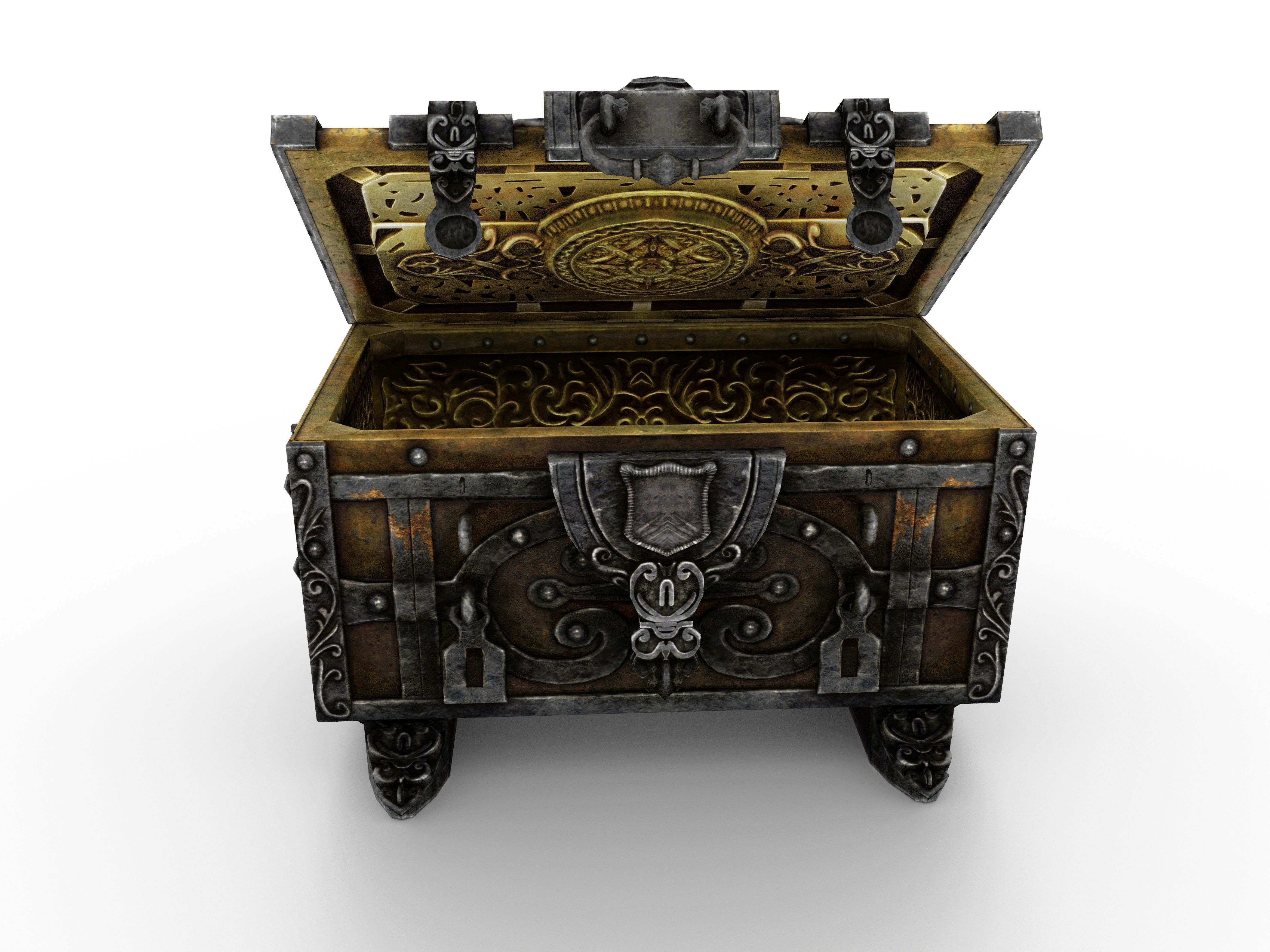 Old Metal Chest Low-poly 3D model_47