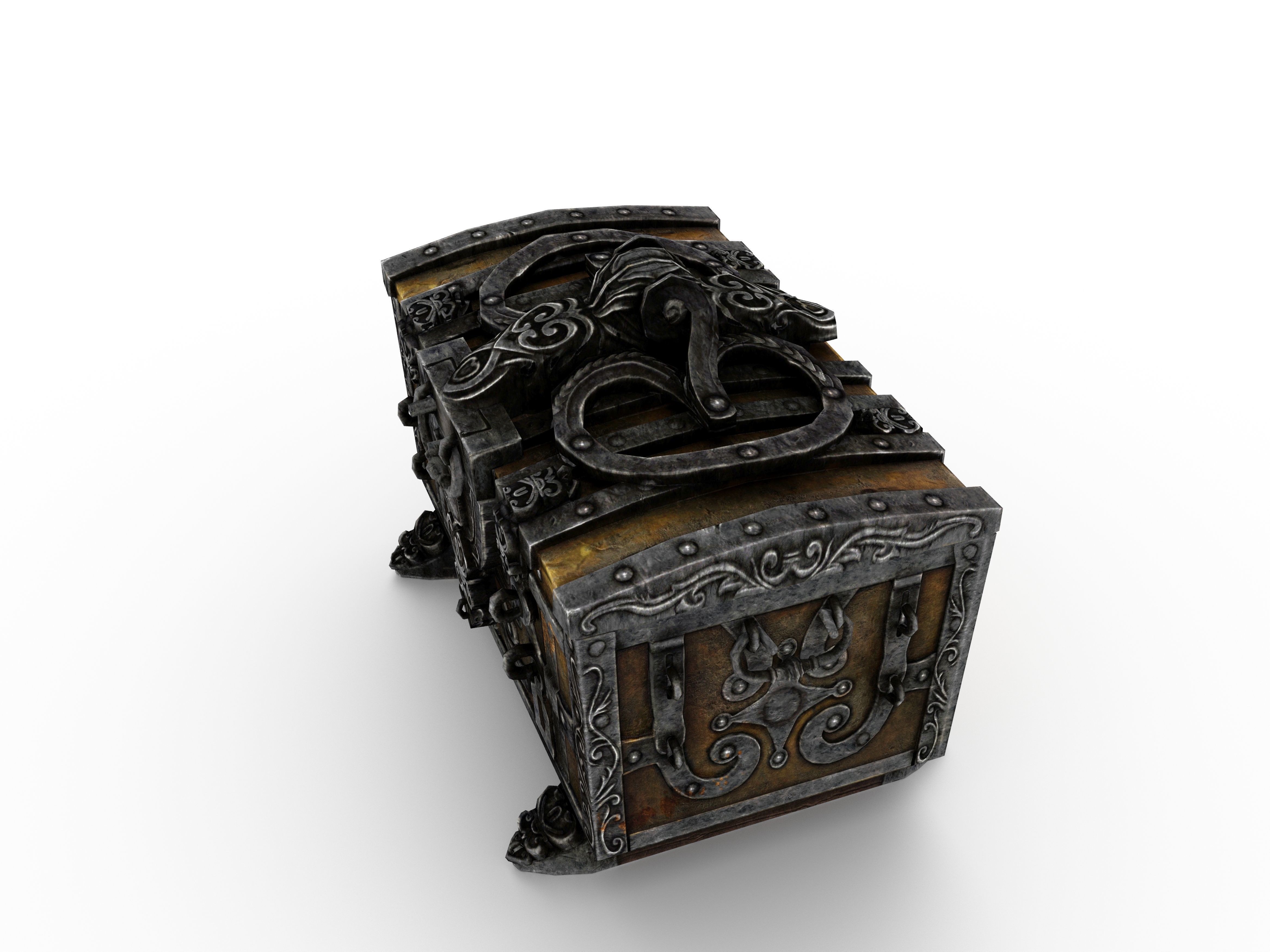 Old Metal Chest Low-poly 3D model_25