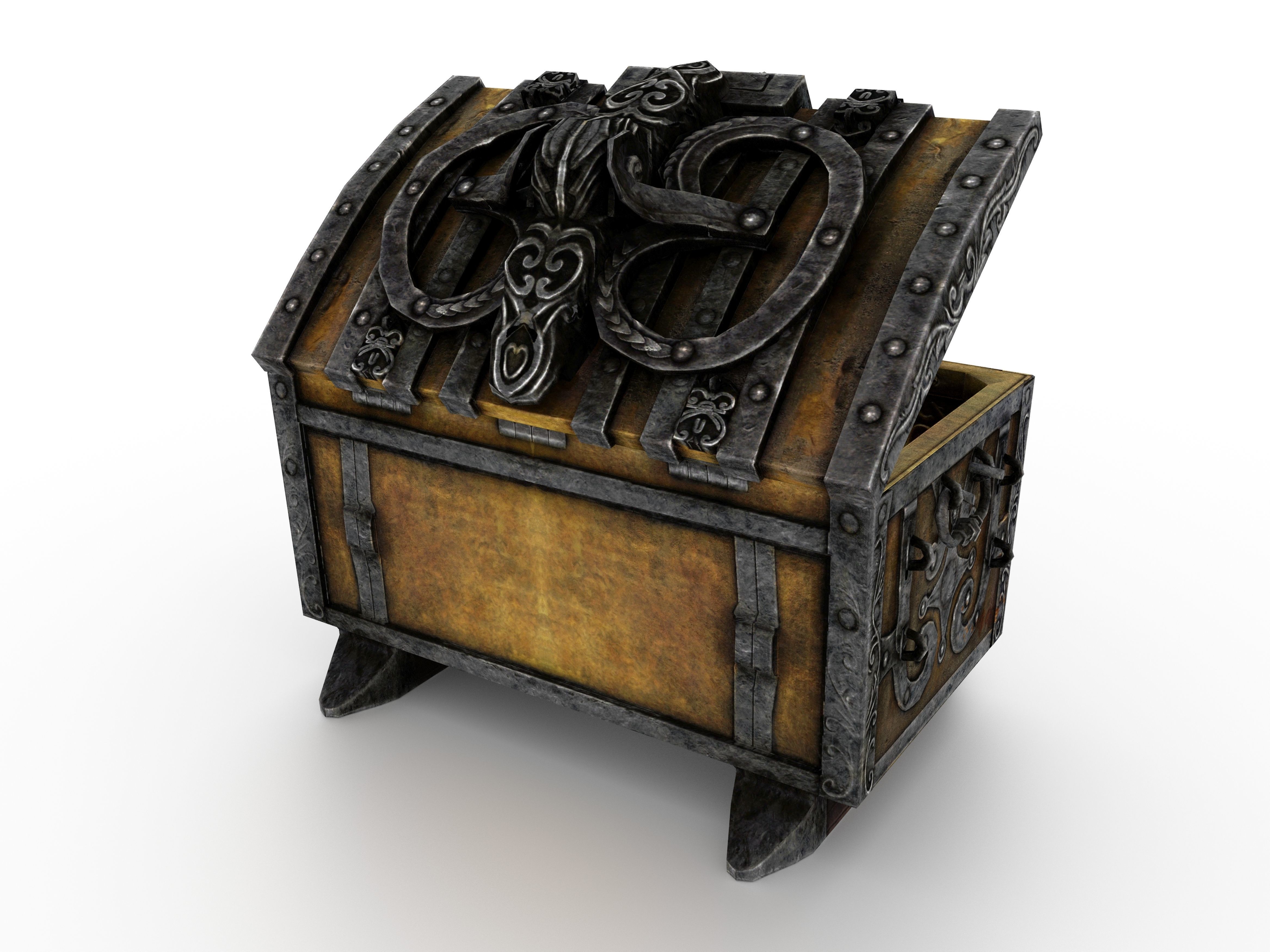 Old Metal Chest Low-poly 3D model_41