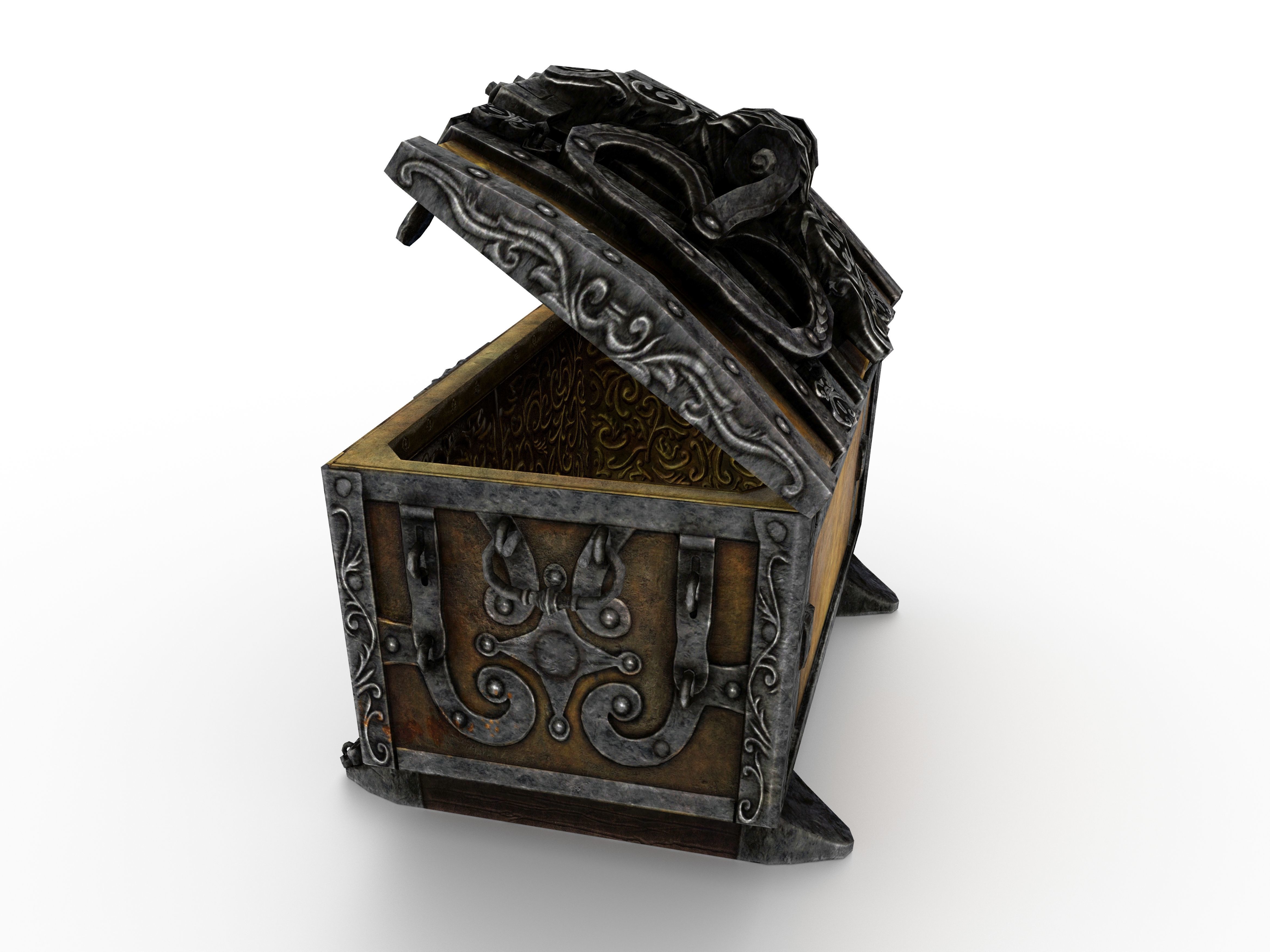 Old Metal Chest Low-poly 3D model_44